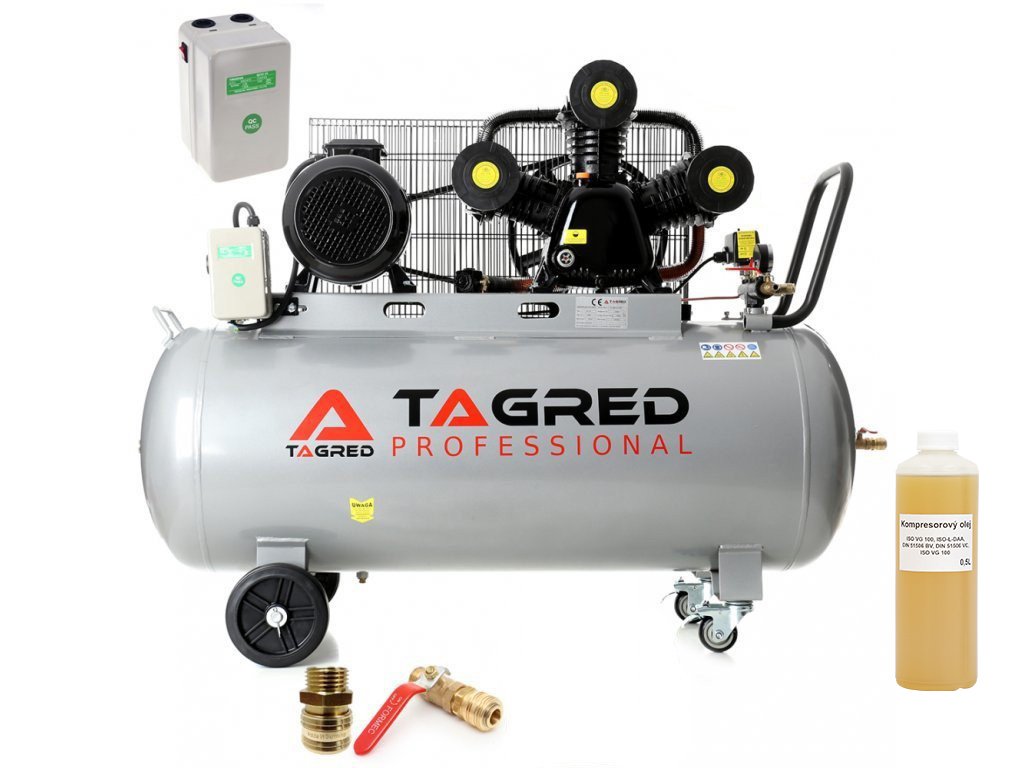 ROZBALENO - TAGRED TA311B, Olejový kompresor 300l, 3 písty, 400V, 9,5 KW