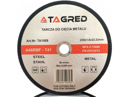 Kotouč na řezání kovů a oceli 230 x 22,2 x 1,6 mm, Tagred TA1009