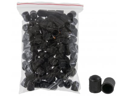 Černé plastové čepičky na ventily, sada 100 ks, 03-00-61