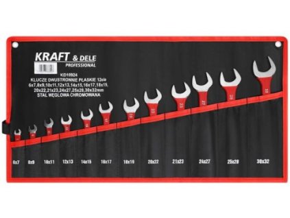 Kraft&Dele KD10924  Dvoustanný klíč 12 palců| sadá očkoplochých klíčů 6x7 až 30x32 mm, chromovaná uhlíková ocel
