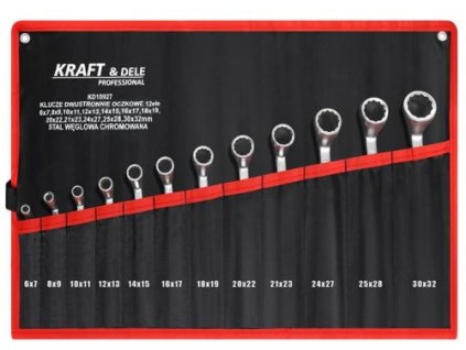 Kraft&Dele KD10927, Dvoukolové klíče 12 palců | 12 velikostí, chromovaná uhlíková ocel