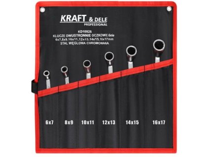 Kraft&Dele KD10928, Klíče na dvou kolech 6 el. | chromovaná uhlíková ocel, rozměry 6x7 až 16x17 mm