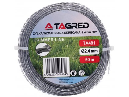 Tagred TA481, Žací struna zkroucená, čtvercová do křovinořezu, 2,4 mm x 50 m