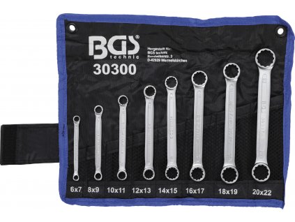BGS 30300, Sada oboustranných očkových klíčů | velmi ploché | 6 - 22 mm | 8dílná