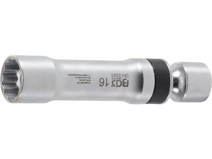 BGS 2391, Kloubová nástrčná hlavice na zapalovací svíčky, dvanáctihranná s přídržnou pružinou | vnitřní čtyřhran 10 mm (3/8") | 16 mm