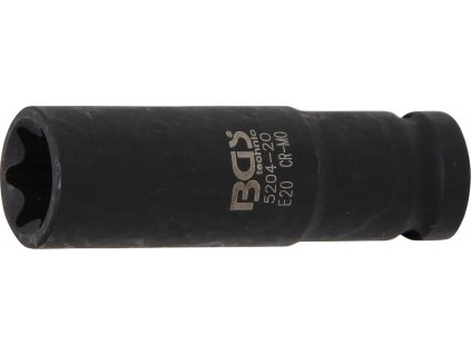 BGS 5204-20, Silová nástrčná hlavice E-profil, prodloužená | 12,5 mm (1/2") | E20