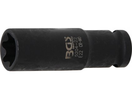 BGS 5204-22, Silová nástrčná hlavice E-profil, prodloužená | 12,5 mm (1/2") | E22
