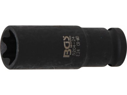 BGS 5204-24, Silová nástrčná hlavice E-profil, prodloužená | 12,5 mm (1/2") | E24