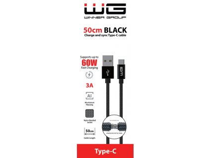 WG Datový kabel USB-A_type-C, 3 A, černý, 50 cm