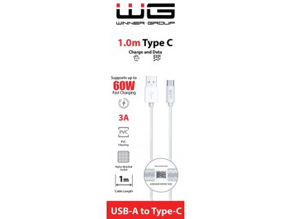 WG Datový kabel USB-A_type-C, 3 A, bílý, 100 cm
