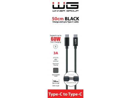 WG Datový kabel type-C_type-C, 3 A, černý, 50 cm