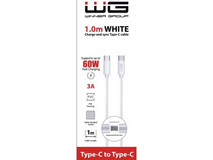 WG Datový kabel type-C_type-C, 3 A, bílý, 100 cm