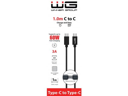 WG Datový kabel type-C_type-C, 3 A, černý, 100 cm