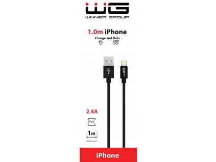 WG Datový kabel USB-A_Lightning, 2,4 A, černý, 100 cm