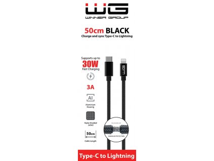 WG Datový kabel type-C_Lightning, 3 A, černý, 50 cm