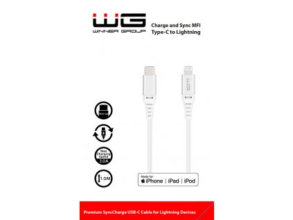 WG Datový kabel type-C_Lightning MFI, 3 A, bílý, 100 cm