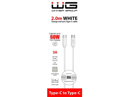 WG Datový kabel type-C_type-C, 3 A, bílý, 2 m