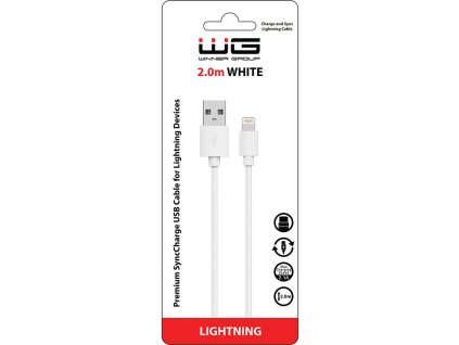 WG Datový kabel USB-A_Lightning, 2,4 A, bílý, 2 m