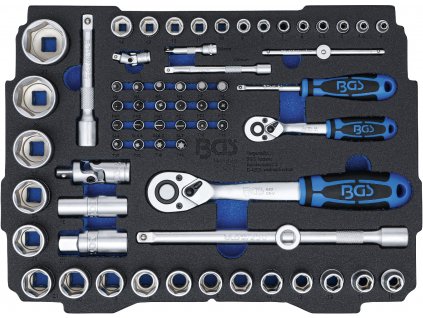BGS 3351, Pěnová vložka pro BGS BOXSYS1 & 2: Sada nástrčných klíčů | 6,3 mm (1/4") / 12,5 mm (1/2") | BGS systainer® | 65dílná