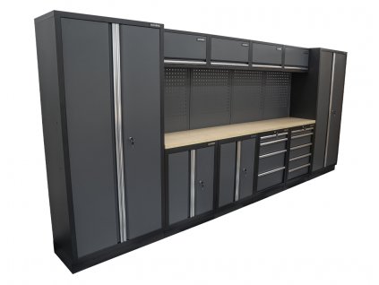 AKČNÍ SET Sestava 10 ks dílenského nábytku SET CA01039 s dřevěnou pracovní deskou MB TGW53 1