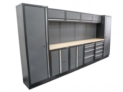 AKČNÍ SET Sestava 10 ks dílenského nábytku SET CA01049 s dřevěnou pracovní deskou MB TGW53 1
