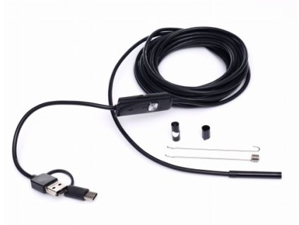 Kraft&Dele KD10412, Endoskopická inspekční kamera 3v1 | 2MP CMOS, IP67, 5m kabel, USB/Type-C
