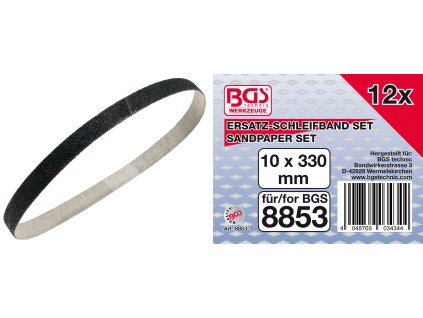 BGS 8853-1, Sada brusných pásů | pro BGS 8853 | 10 mm x 330 mm | K 60 - 80 - 120 | 12dílná