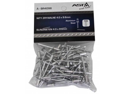 Trhací nýty hliník-ocel 4x9,6 mm 100 ks Asta, A-BR4096/100