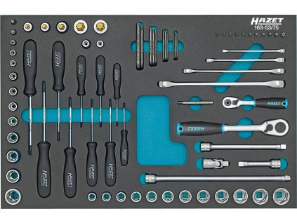 HAZET 163-53/75, Sada nářadí s 1/2", 3/8" a 1/4" čtyřhranem a šestihranem | TORX, Tamper Resistant TORX, T6-T60, E4-E24