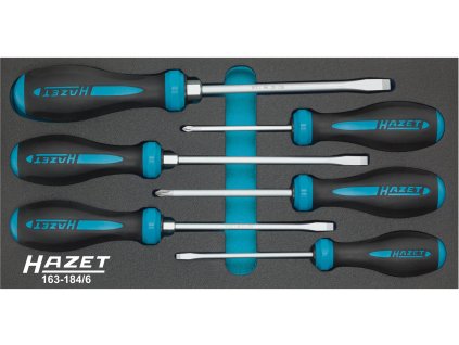 HAZET 163-184/6, Sada šroubováků HEXAnamic® | Křížový profil PH, Plochý profil, 6 dílná