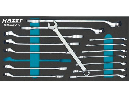 HAZET 163-428/15, Sada očkoplochých klíčů | Vnější dvojitý šestihran trakční profil, 6 – 22 mm