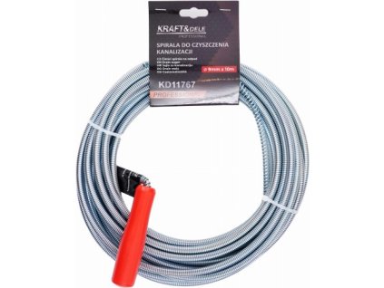 Kraft&Dele KD11767, Spirála na čištění odtoku | 9 mm x 10 m, pozinkovaný drát