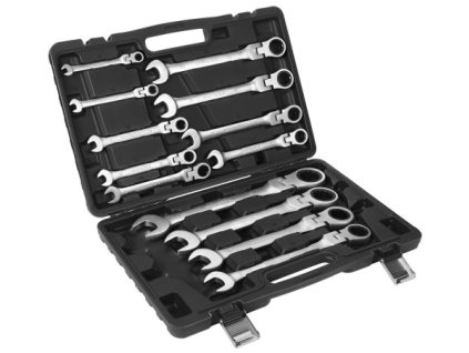 Kraft&Dele KD11305 | Klíče ploché očkové s ráčnou lomivé, 8–32 mm, ocel CrV, 13 dílů, plastový kufřík