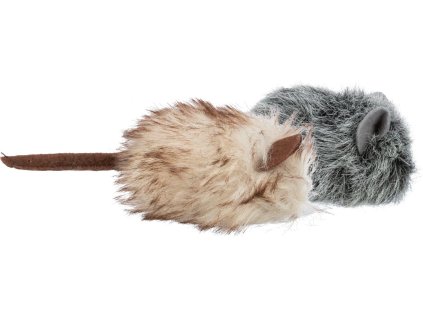 Myška chlupatá s catnipem, 9 cm, šedá/béžová