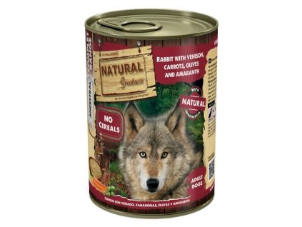 Natural Greatness králík, zvěřina, mrkev, olivy, amarant konzerva pro psy 400 g
