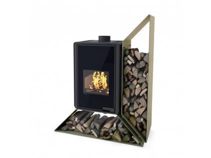 Krbová kamna FLAMINGO DELUXE KAMPA pravá, olivová