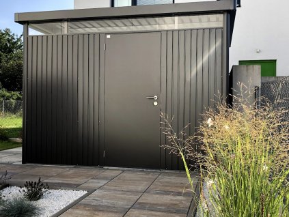Zahradní domek Biohort HIGHLINE H5, tmavě šedý, jednokřídlé dveře