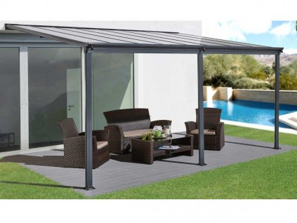 Hliníková pergola WALL 53 antracit + opál PC