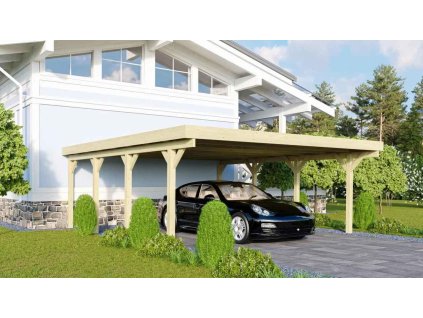 Carport KARIBU CLASSIC 2A 61975 ocelové střešní plechy