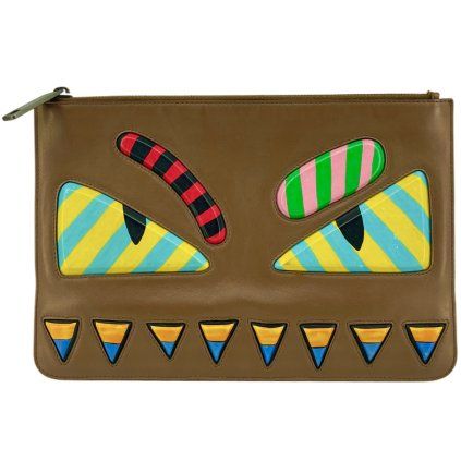 FENDI Brown Monster Eyes Clutch