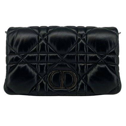 CHRISTIAN DIOR Black Macrocannage Small Soft Caro Bag