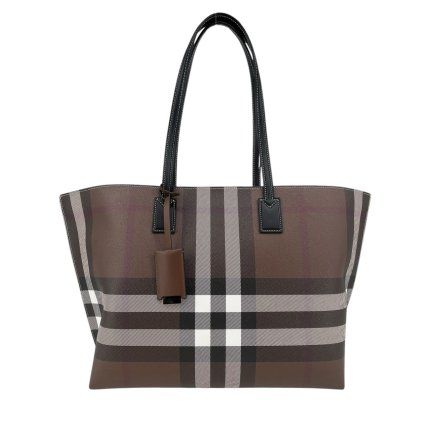 BURBERRY Brown Checked Tote Bag