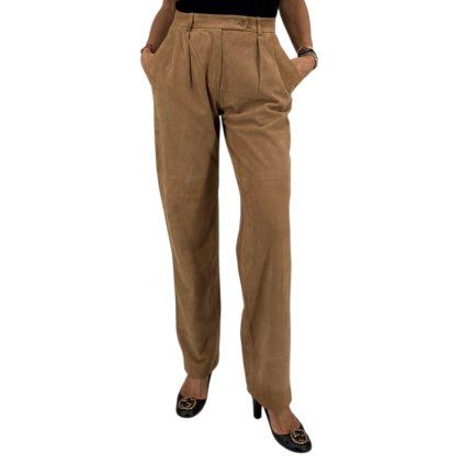 ALBERTA FERRETTI Beige Suede Trousers