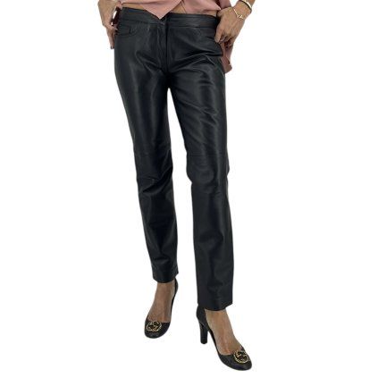 STEFANEL Black Leather Trousers