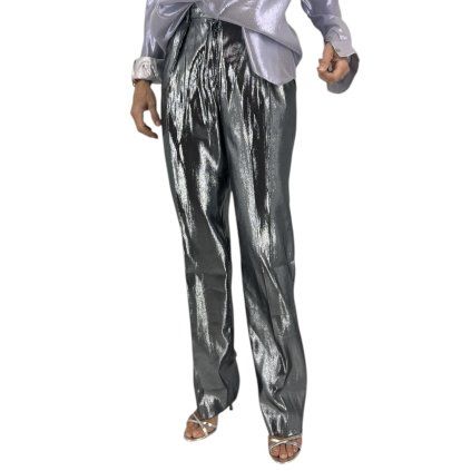 ALBERTA FERRETTI Metallic Silver Trousers