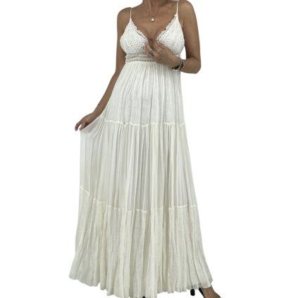 ALBERTA FERRETTI White Spaghetti Strap Maxi Dress