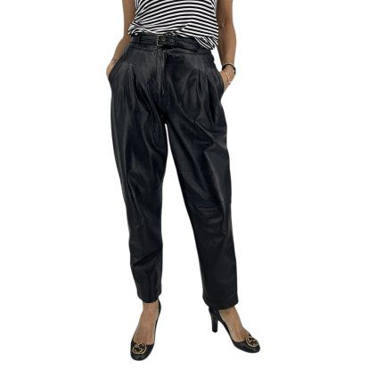 ALBERTA FERRETTI Black Leather Trousers