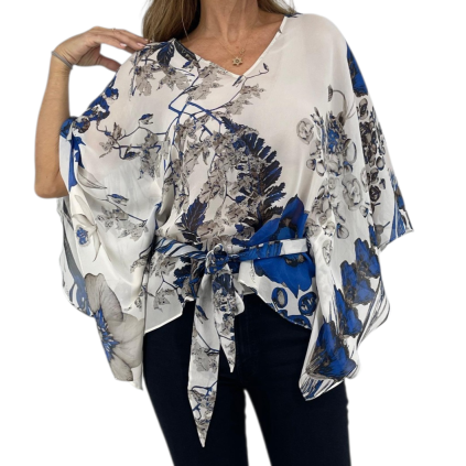 ROBERTO CAVALLI White Blouse With Blue Print
