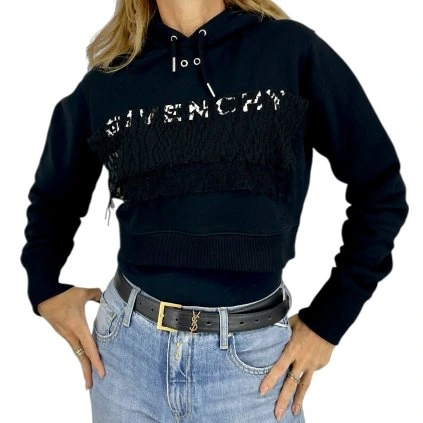 GIVENCHY Black Crop Hoodie
