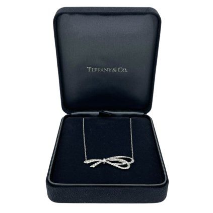 TIFFANY & CO Diamond Bow Pendant Necklace